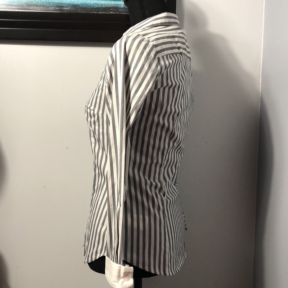 H&M Gray and White Striped Button Up Shirt New With Tag - Picture 2 of 6